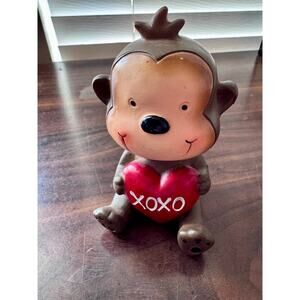 Monkey Figurine with Red "XOXO" Heart – Valentine’s Day Decor
